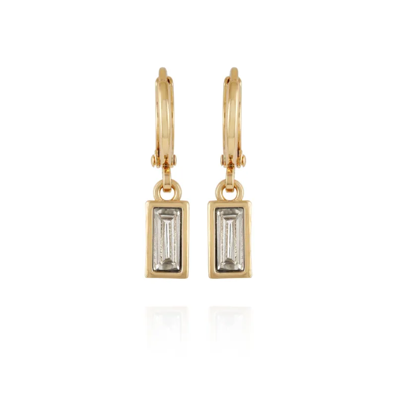 Rectangular Glass Stone Huggie Drop Earrings sold by Vince Camuto