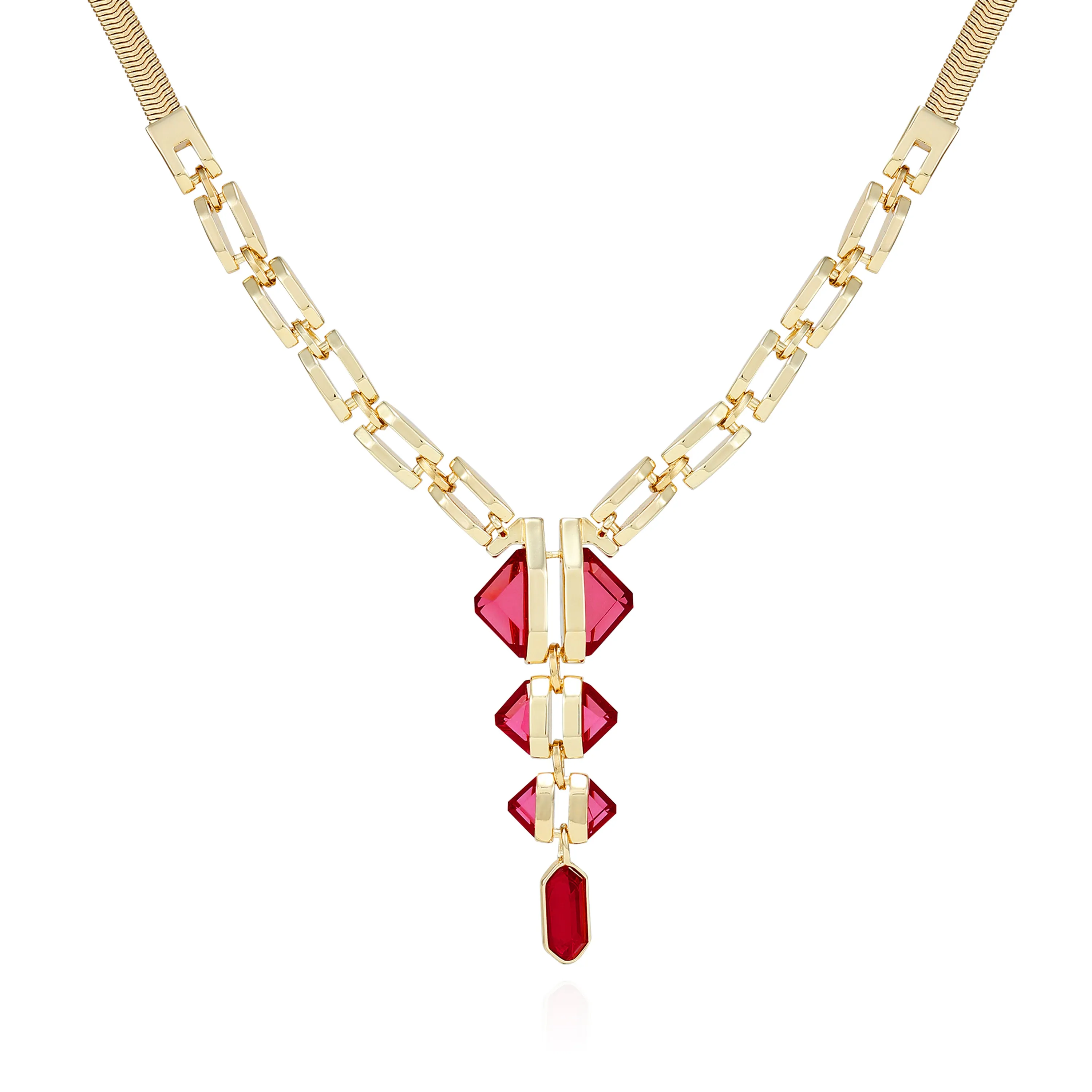 Goldtone Red Stone Pendant Statement Necklace sold by Vince Camuto