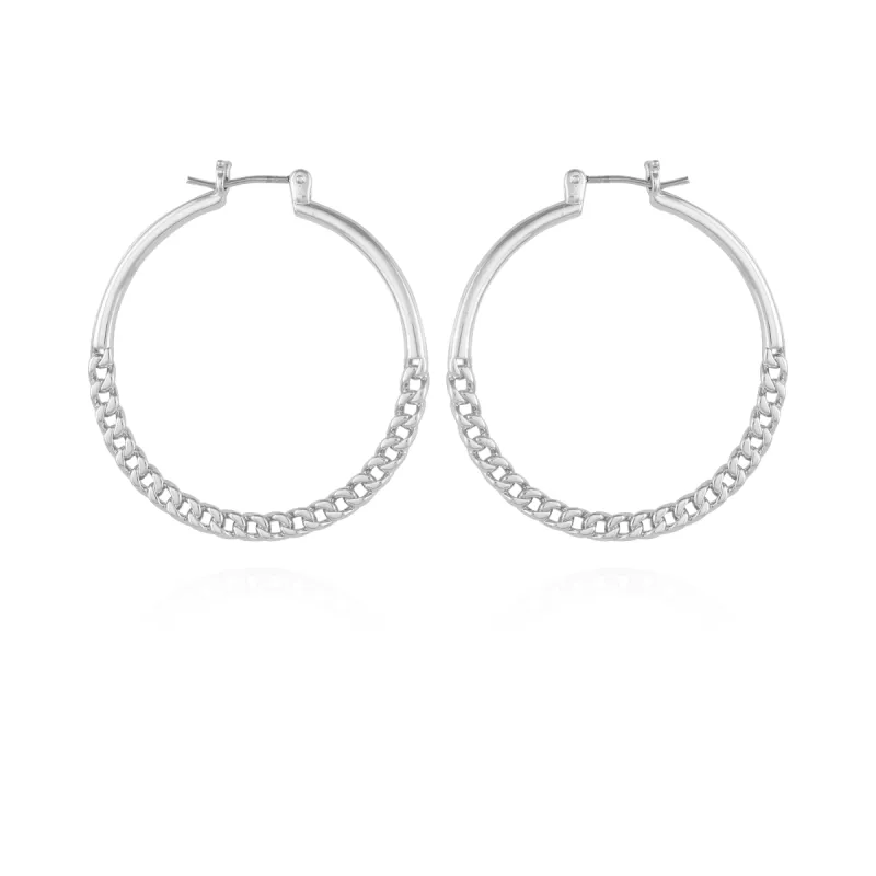 Silvertone Chain Link Hoop Earrings sold by Vince Camuto