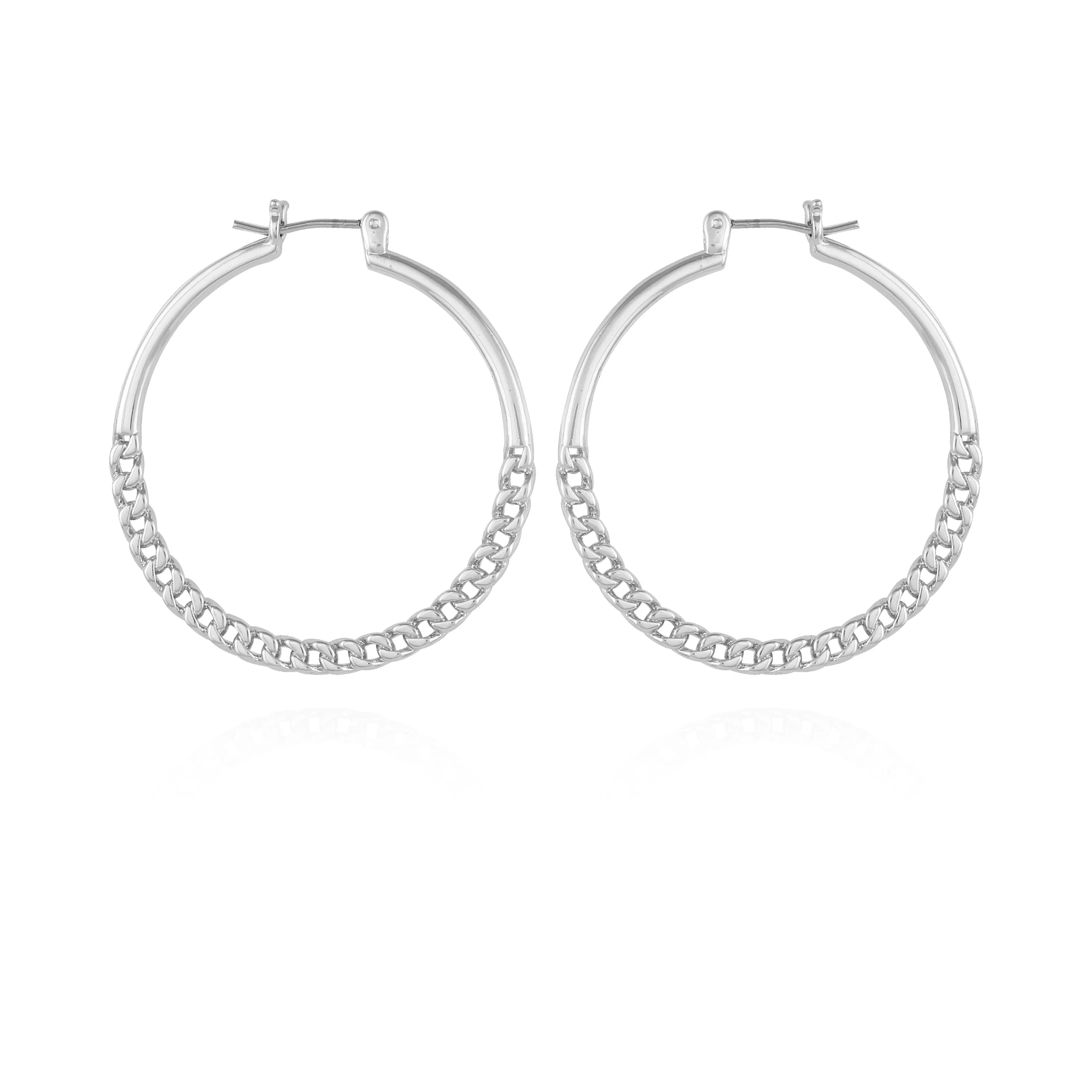 Silvertone Chain Link Hoop Earrings sold by Vince Camuto