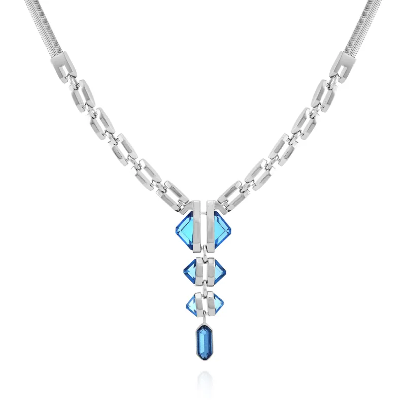 Silvertone Blue Stone Pendant Statement Necklace sold by Vince Camuto