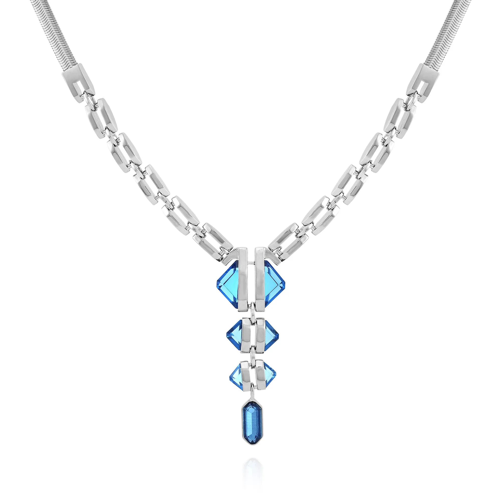 Silvertone Blue Stone Pendant Statement Necklace sold by Vince Camuto