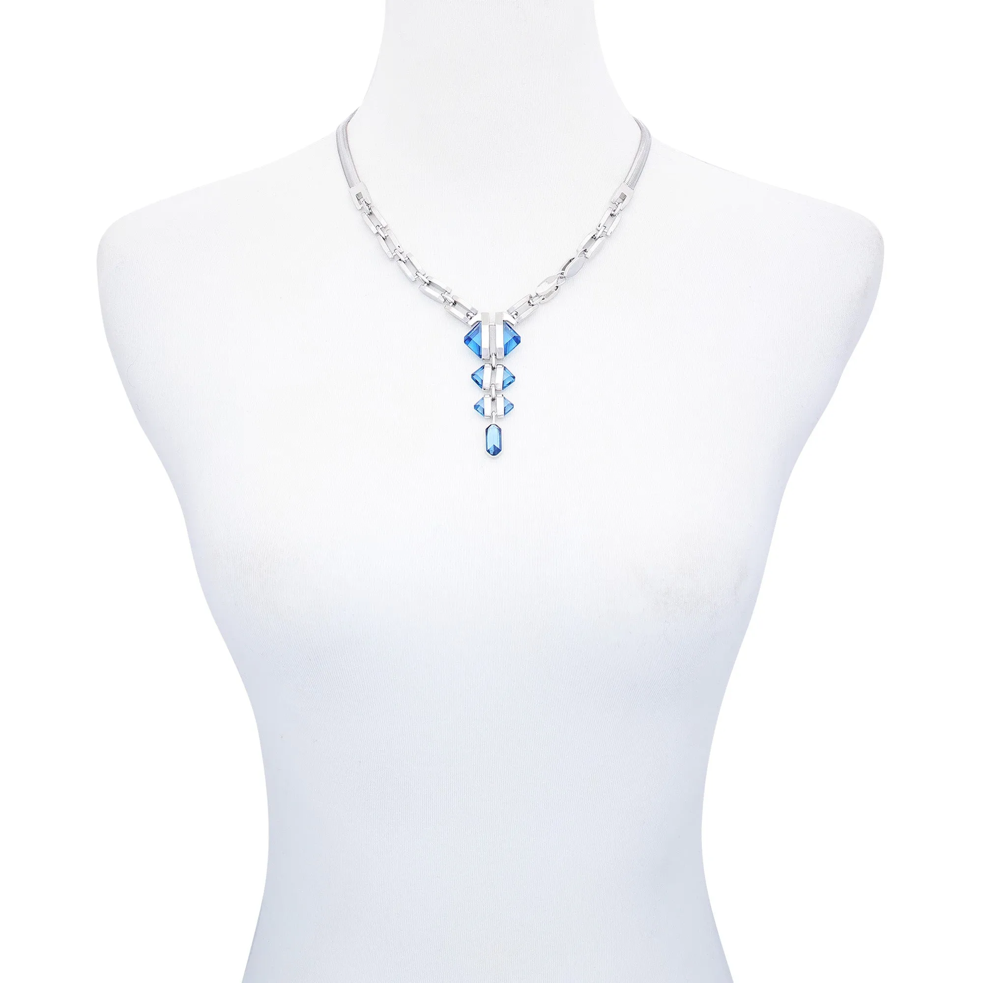 Silvertone Blue Stone Pendant Statement Necklace sold by Vince Camuto product image thumbnail 2