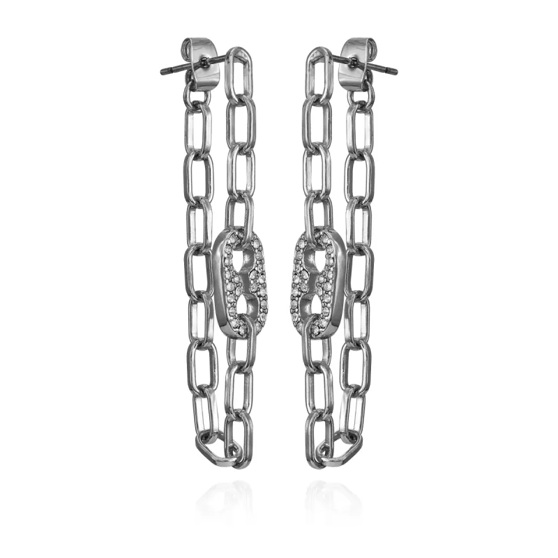 Silvertone Cable Chain Link Dangle Drop Earrings sold by Vince Camuto