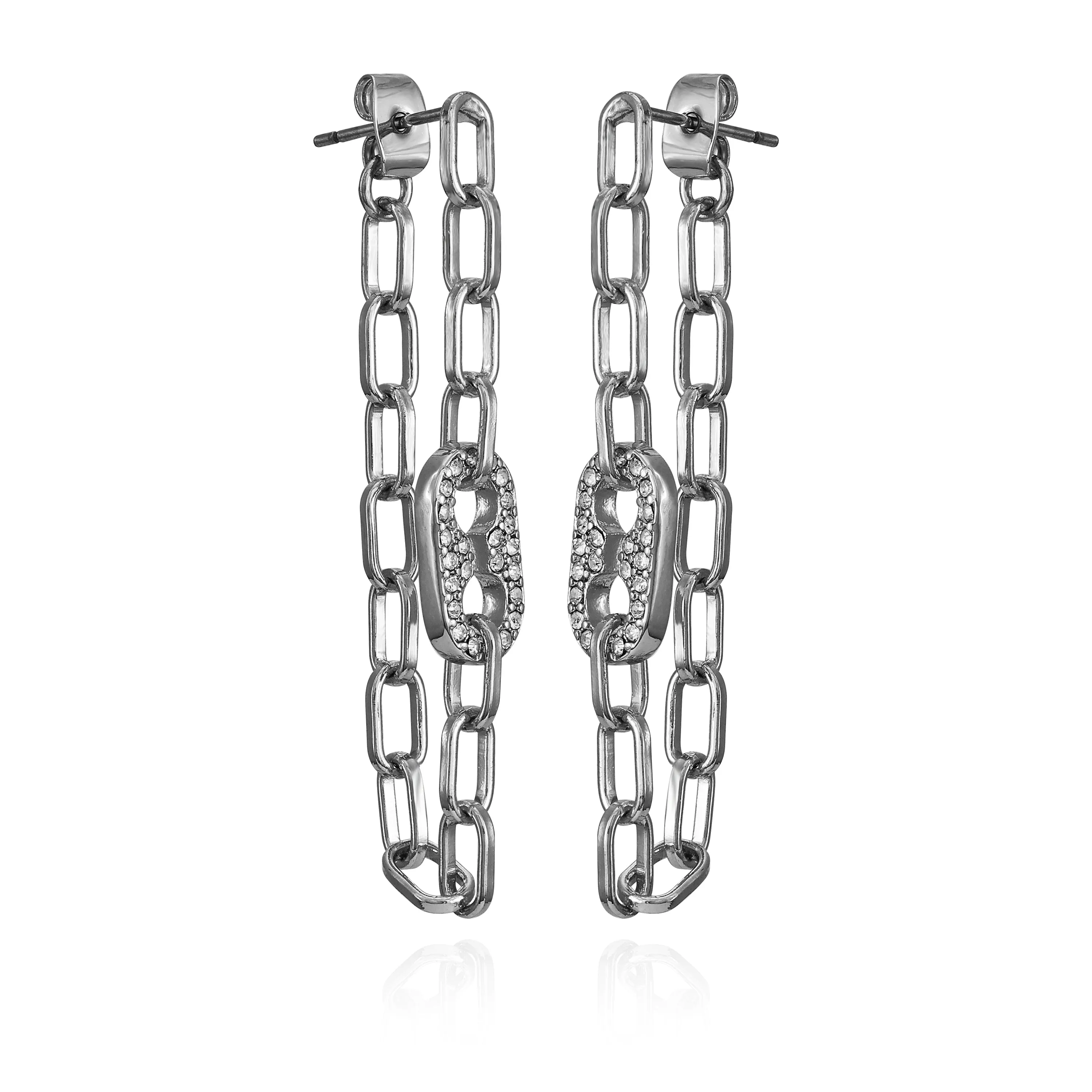 Silvertone Cable Chain Link Dangle Drop Earrings sold by Vince Camuto