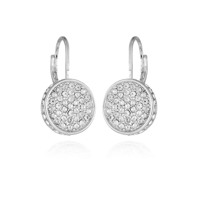 Silvertone Glass Stone Coin Leverback Earrings sold by Vince Camuto