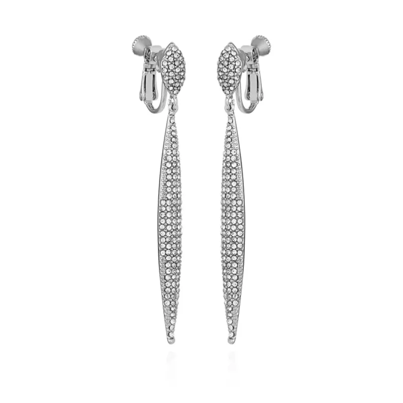 Silvertone Glass Stone Pave Drop Clip On Earrings sold by Vince Camuto