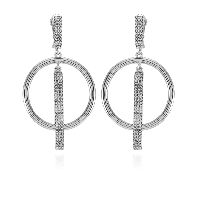 Silvertone Hoop Drop Clip On Earrings sold by Vince Camuto