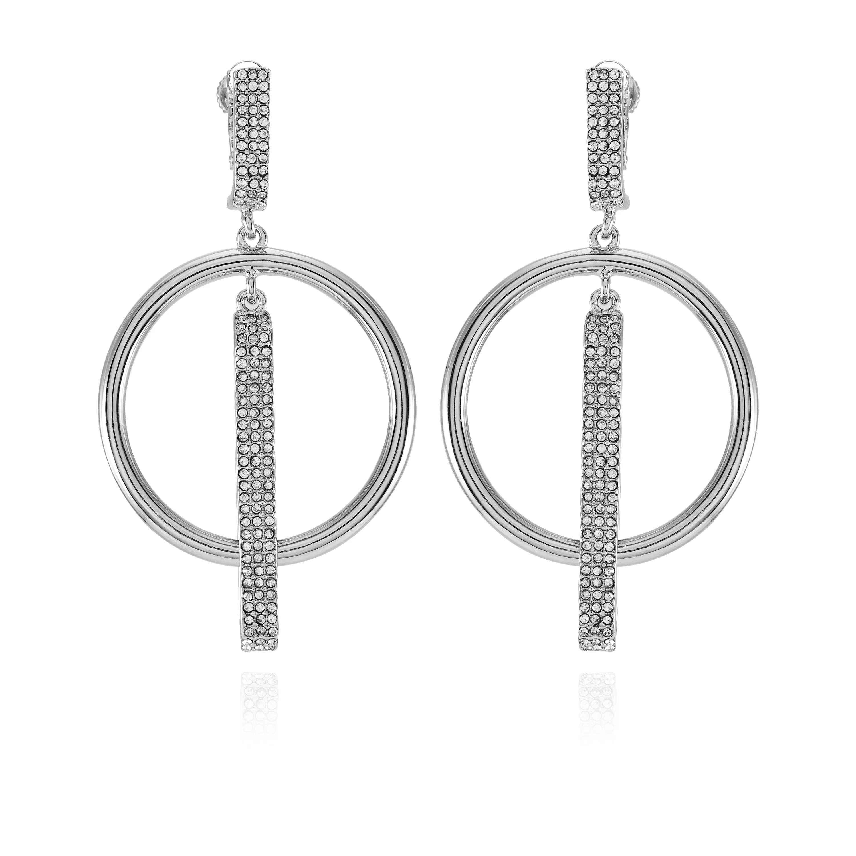 Silvertone Hoop Drop Clip On Earrings sold by Vince Camuto
