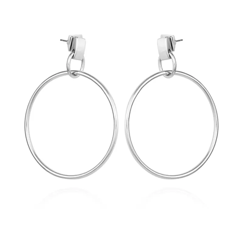 Silvertone Hoop Drop Earrings sold by Vince Camuto