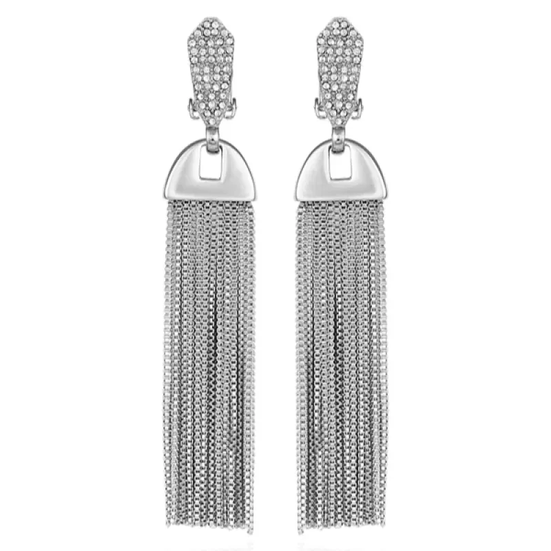 Silvertone Pave Tassel Drop Clip On Earrings sold by Vince Camuto