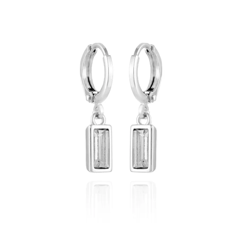 Rectangular Glass Stone Huggie Drop Earrings sold by Vince Camuto
