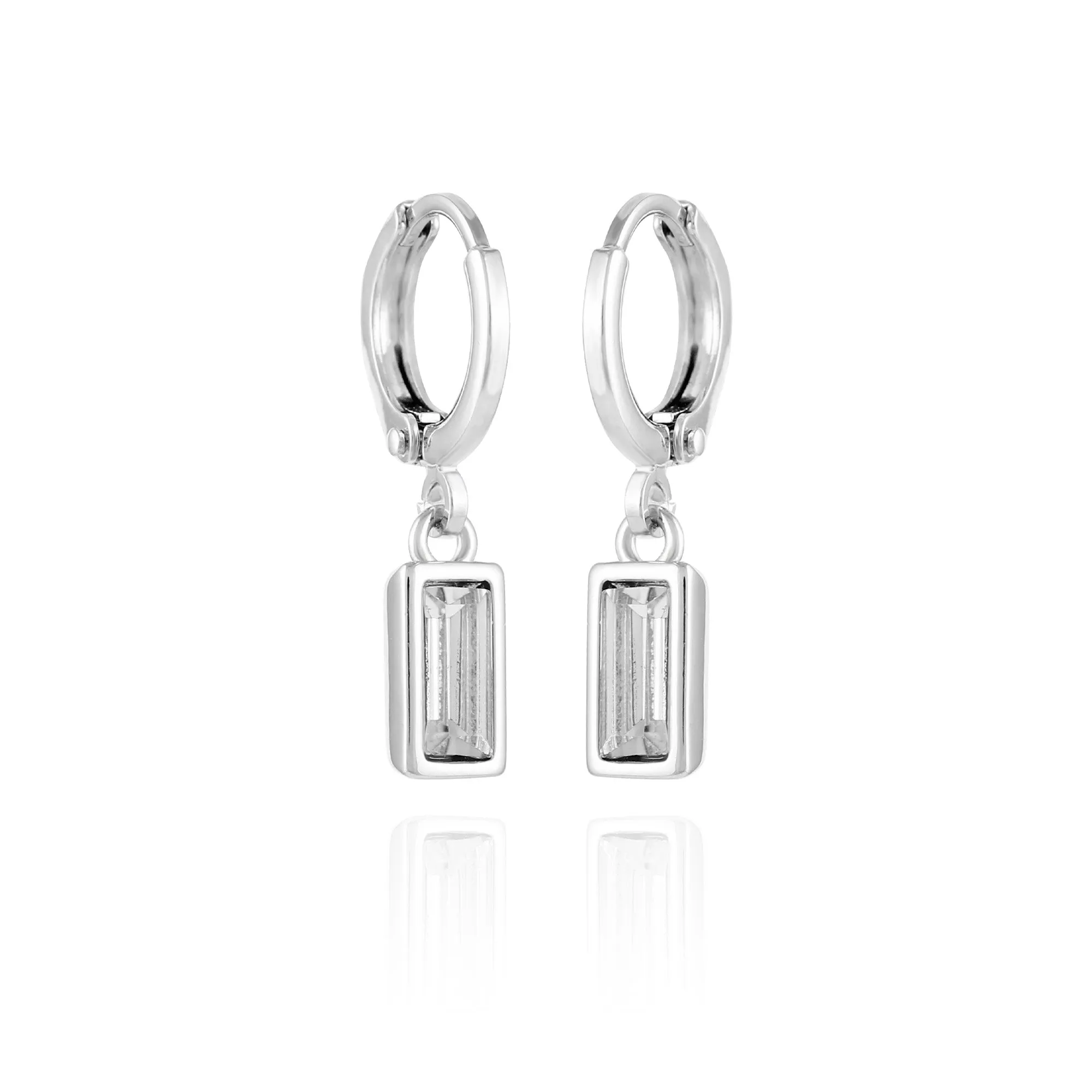 Rectangular Glass Stone Huggie Drop Earrings sold by Vince Camuto