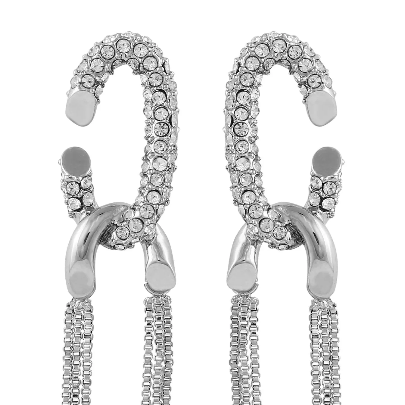 Silvertone Tassel Chain Huggie Hoop Drop Earrings sold by Vince Camuto product image thumbnail 2