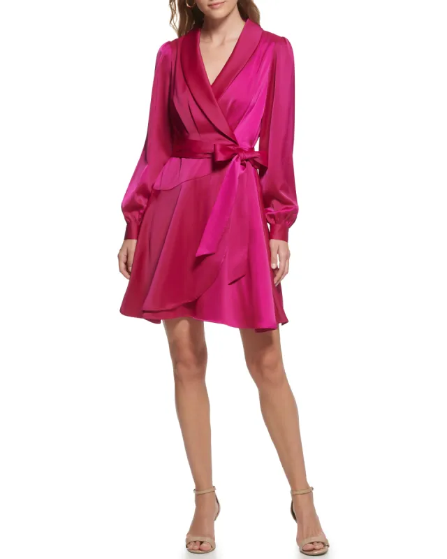 Satin Faux-Wrap Dress sold by Vince Camuto