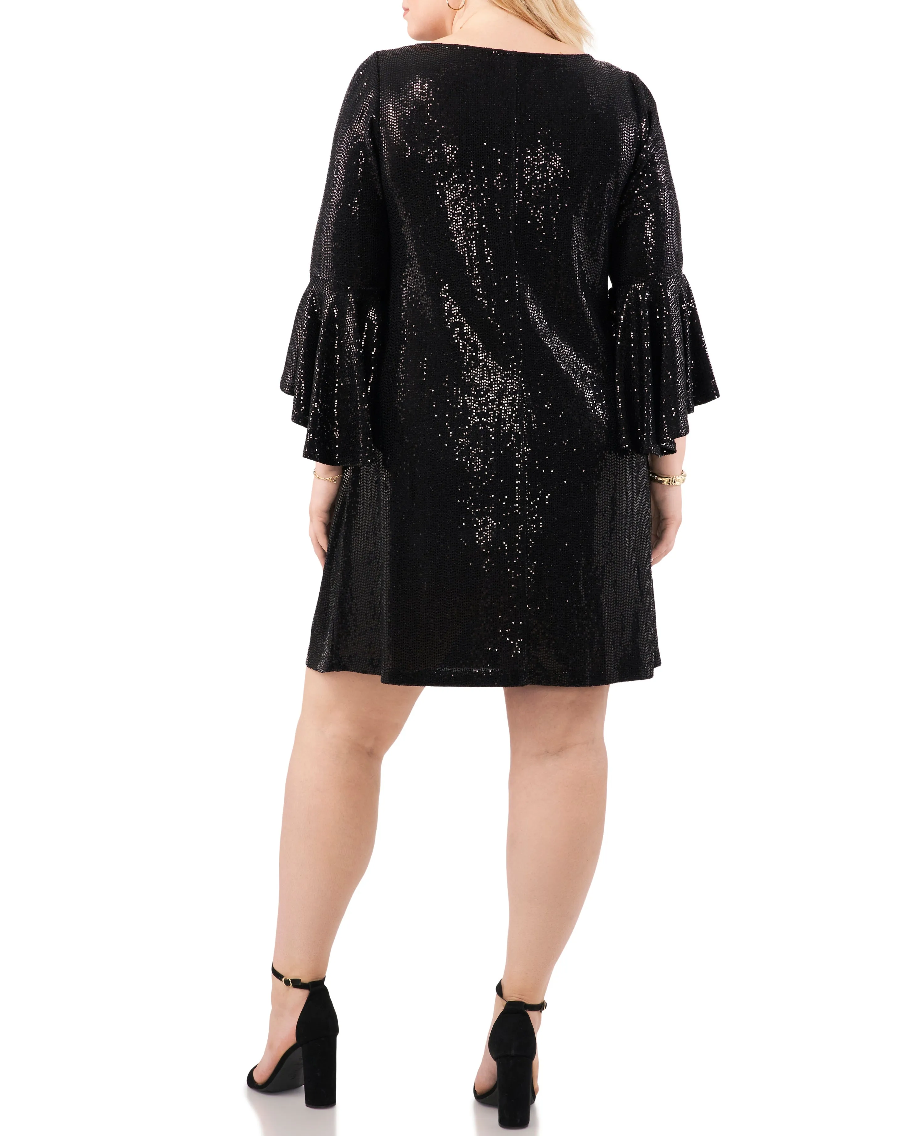 Plus-Size Metallic Flounced Sleeve Dress sold by Vince Camuto product image thumbnail 4