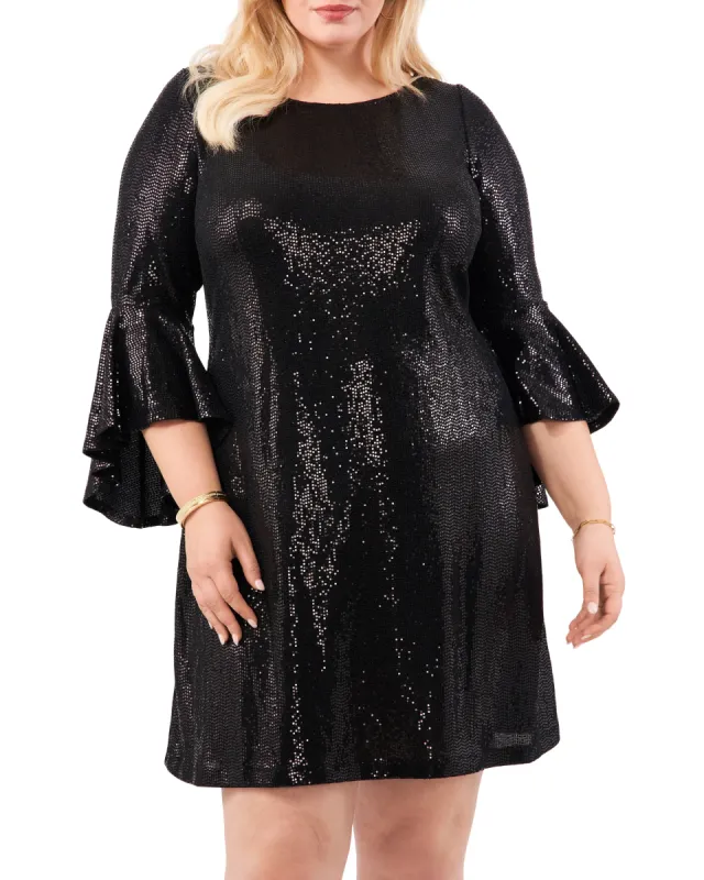 Plus-Size Metallic Flounced Sleeve Dress sold by Vince Camuto