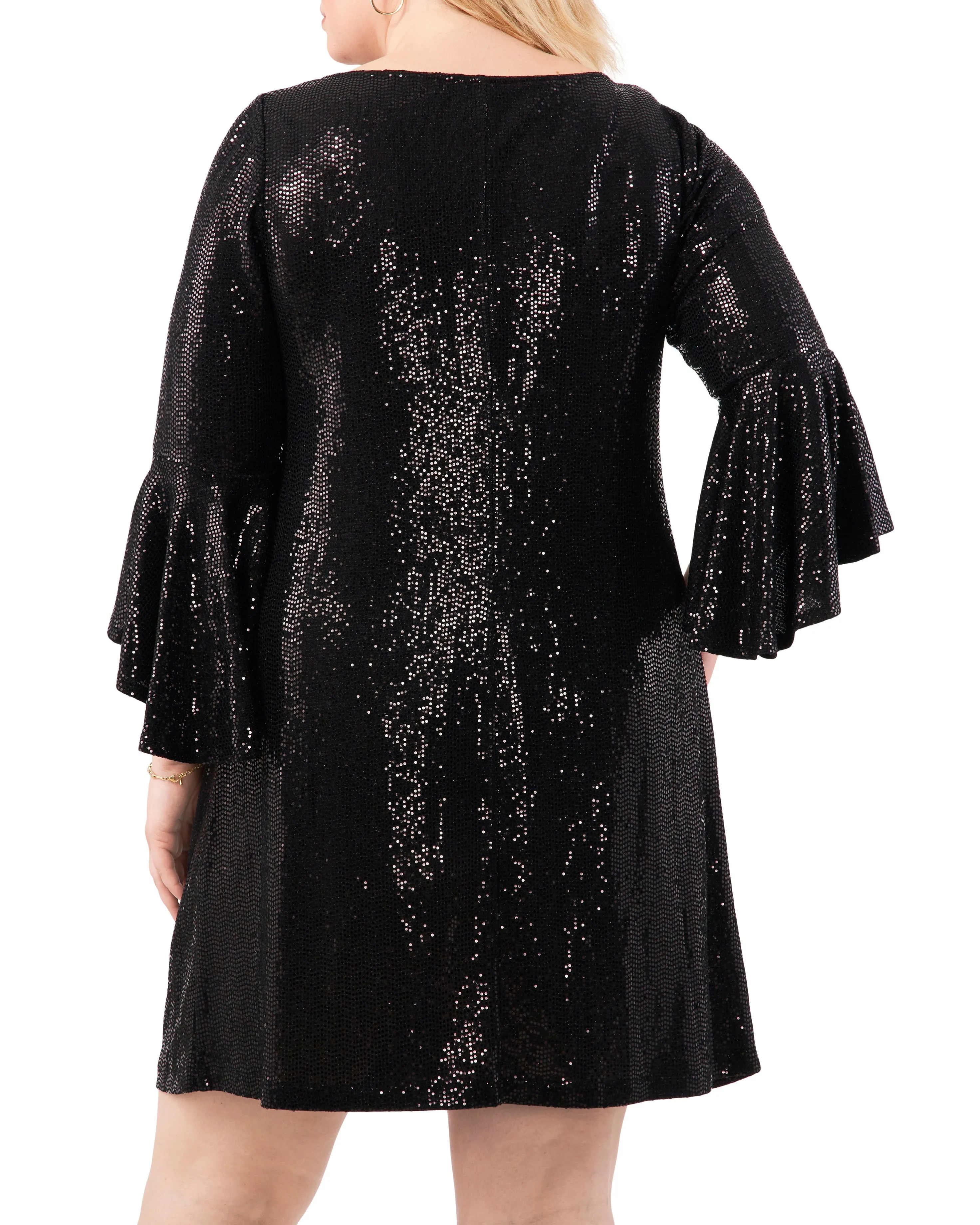 Plus-Size Metallic Flounced Sleeve Dress sold by Vince Camuto product image thumbnail 2