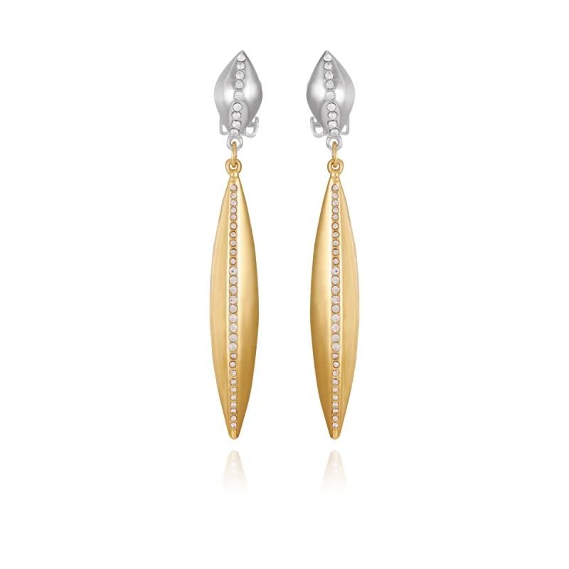 Two Tone Crystal Stone Drop Clip On Earrings sold by Vince Camuto