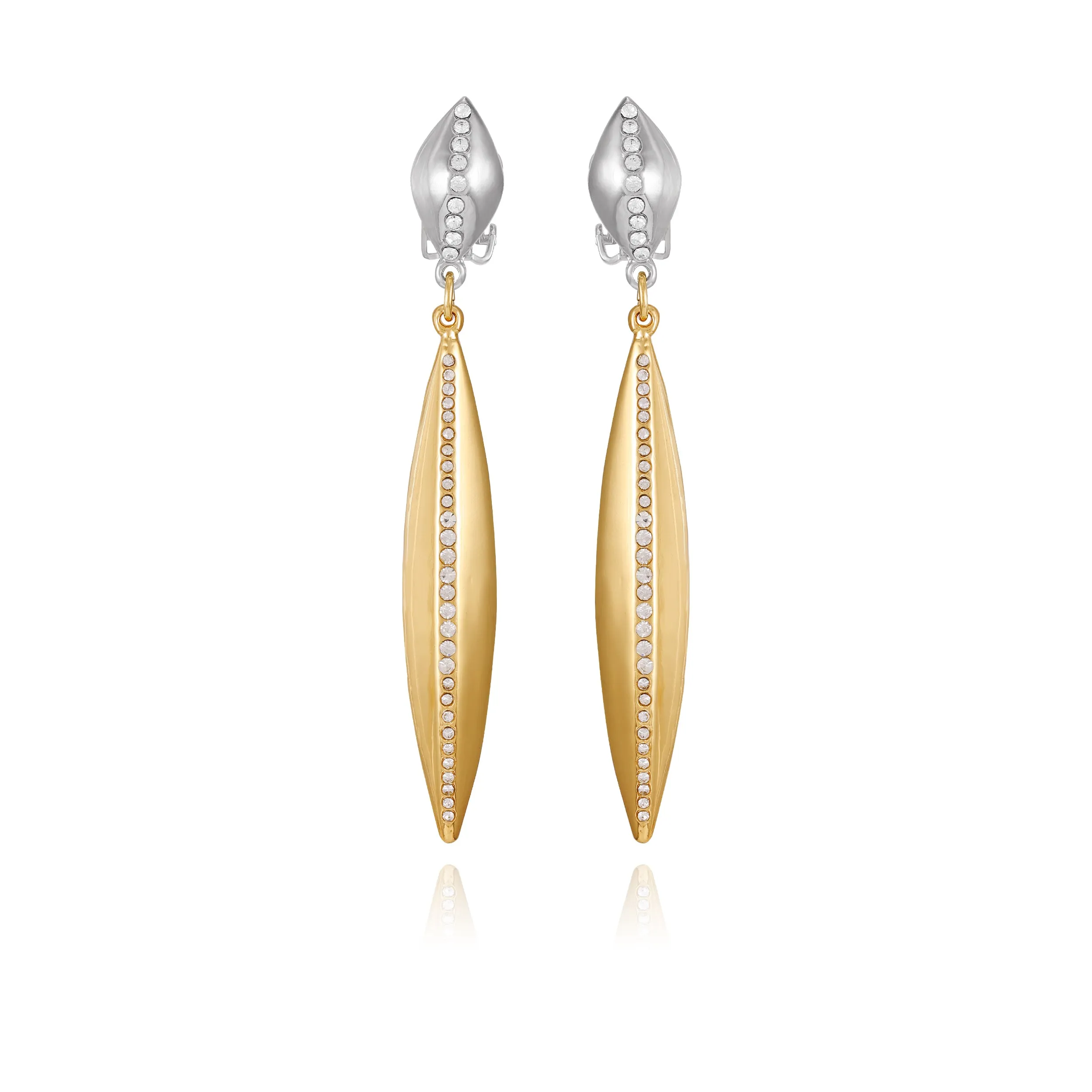 Two Tone Crystal Stone Drop Clip On Earrings sold by Vince Camuto