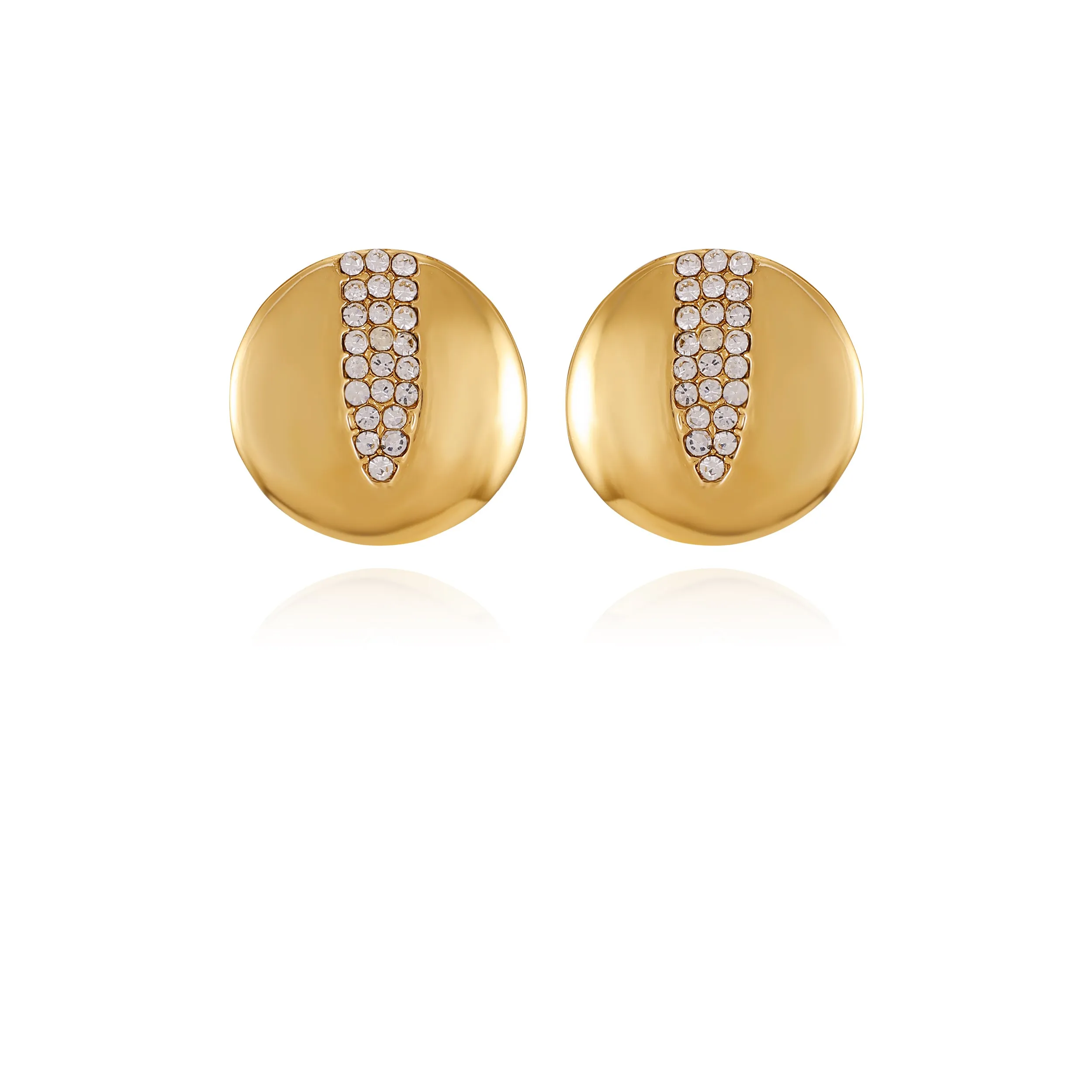 Goldtone Crystal Stone Coin Button Earrings sold by Vince Camuto
