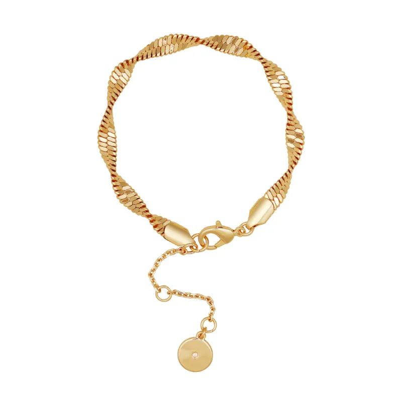 Goldtone Twisted Herringbone Chain Bracelet made by Vince Camuto
