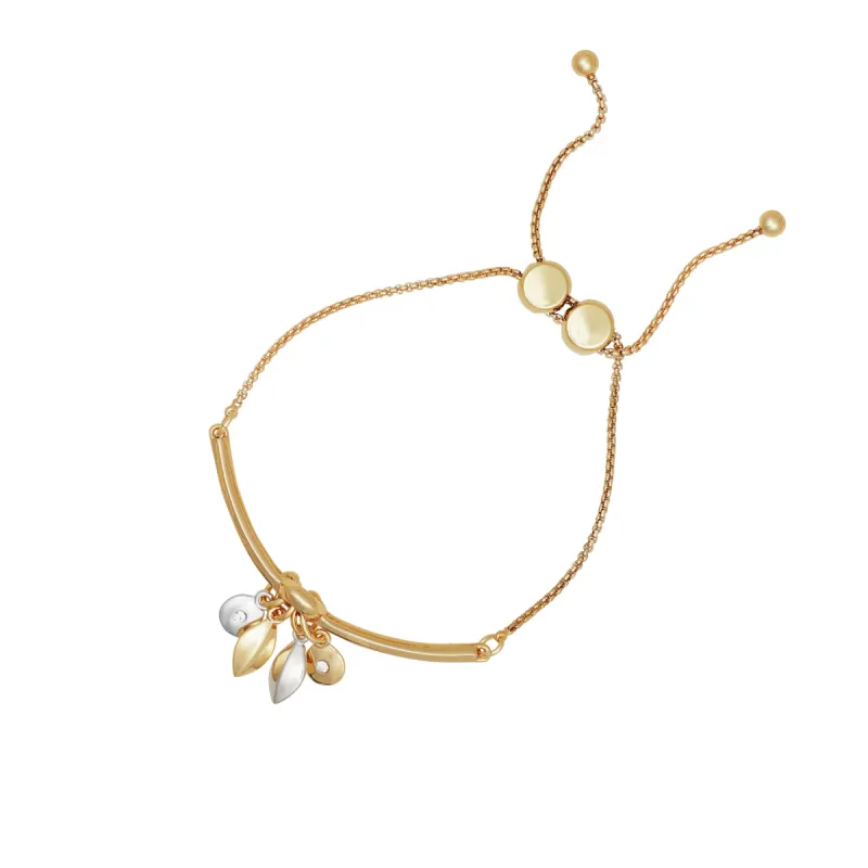 Goldtone Gilded Leaf Charm Slider Bracelet sold by Vince Camuto