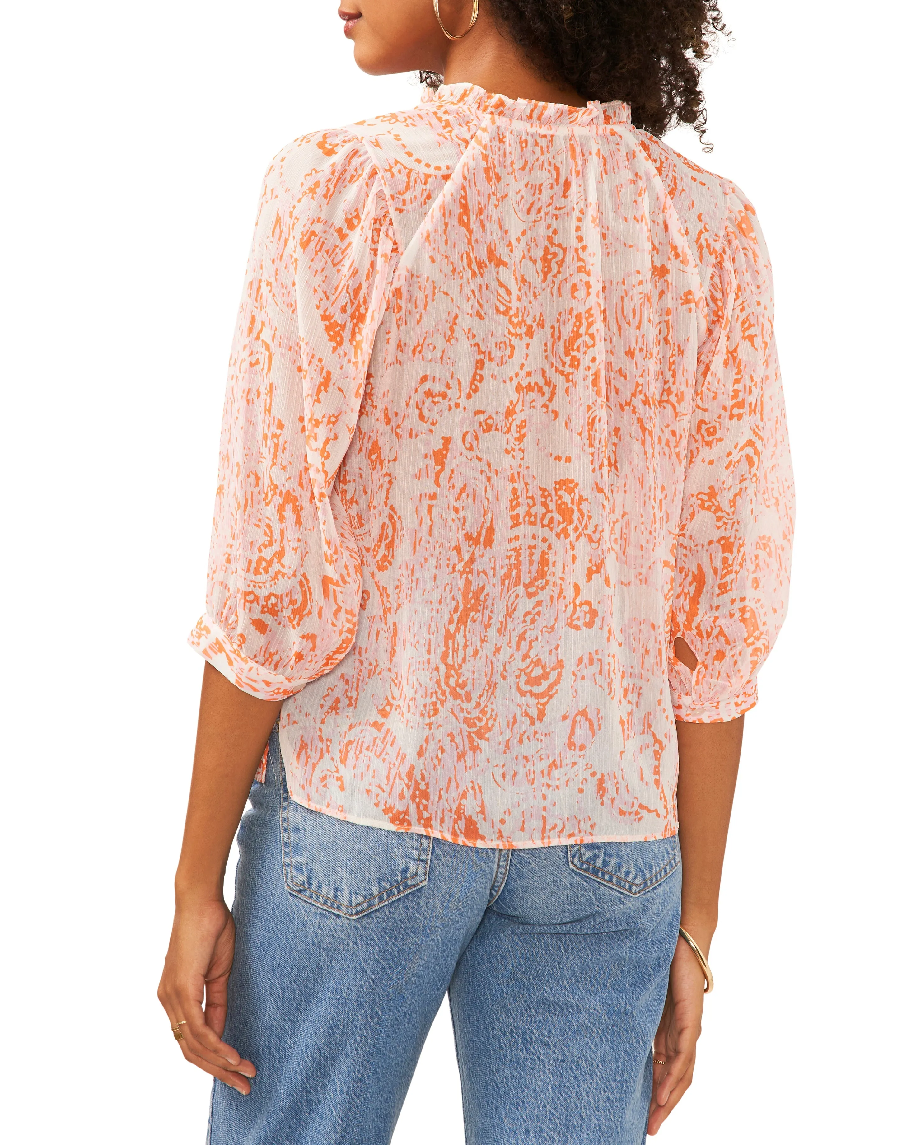 Printed Split Neck Peasant Blouse sold by Vince Camuto product image thumbnail 2