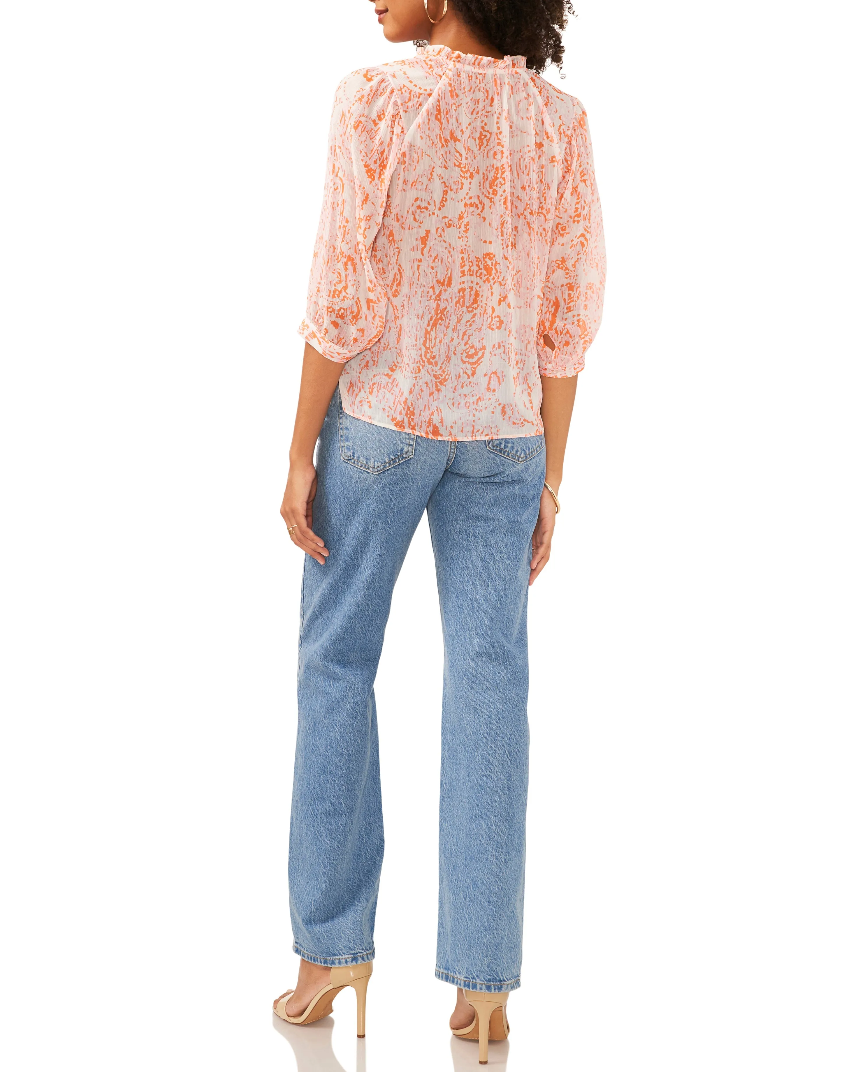 Printed Split Neck Peasant Blouse sold by Vince Camuto product image thumbnail 4