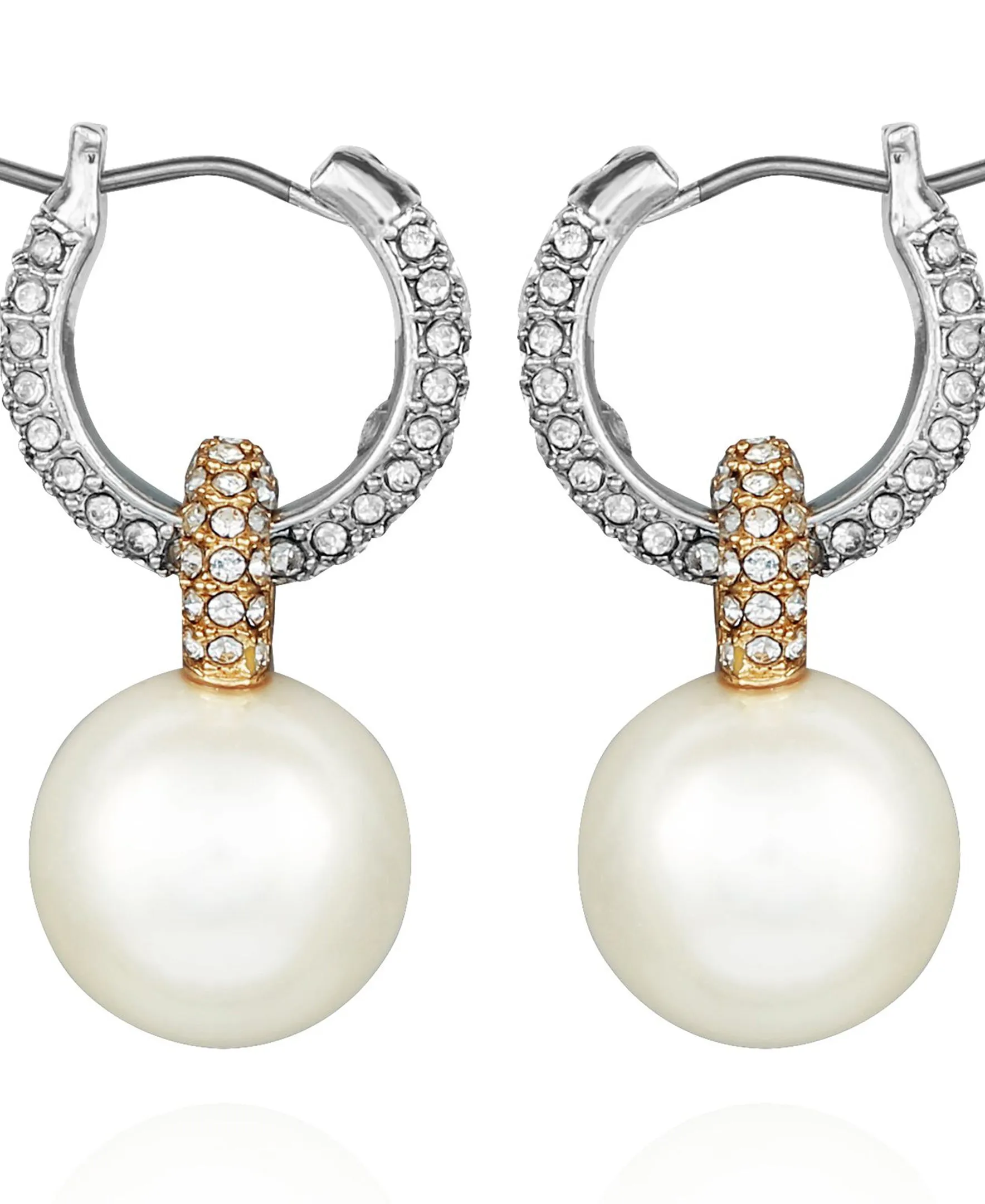Two Tone Pearl Drop Hoop Earrings sold by Vince Camuto product image thumbnail 2