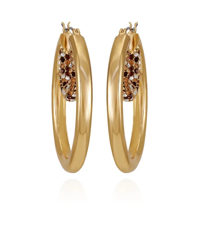 Goldtone Pave Crystal Stone Layered Hoop Earrings sold by Vince Camuto