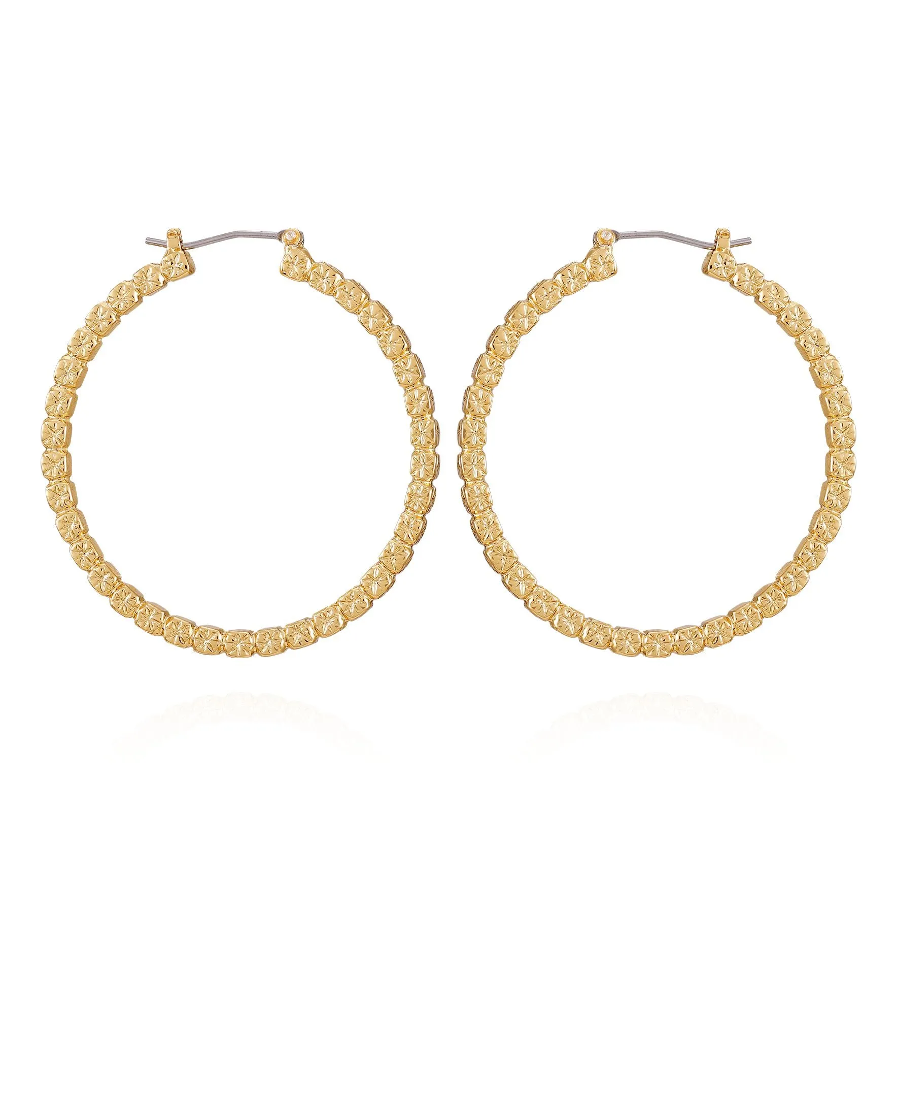 Goldtone Frozen Ball Chain Hoop Earrings sold by Vince Camuto