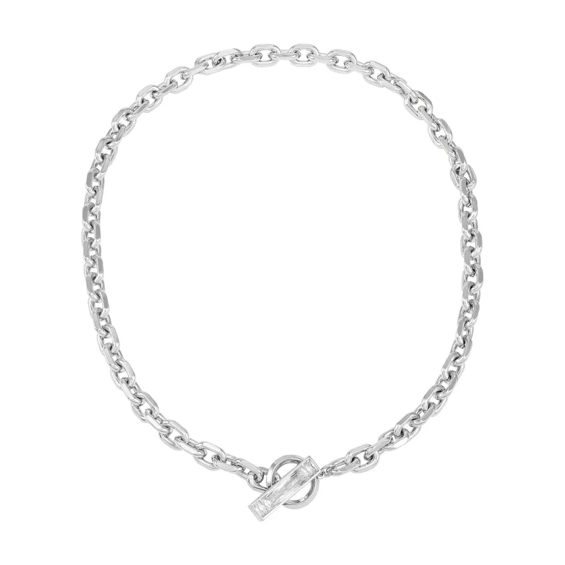 Silvertone Baguette Crystal Stone Toggle Necklace sold by Vince Camuto