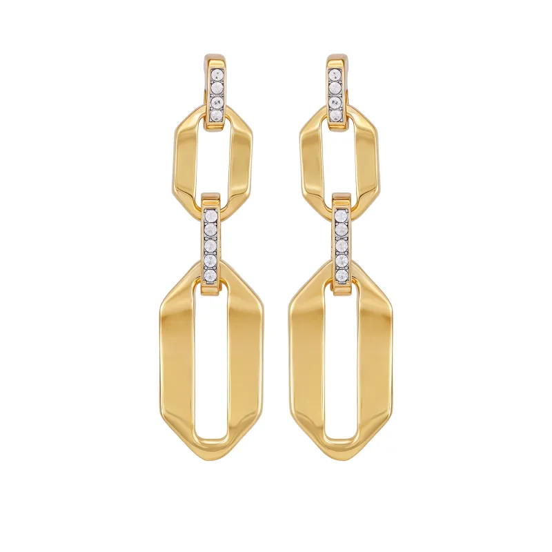 Goldtone And Crystal Link Drop Earrings sold by Vince Camuto