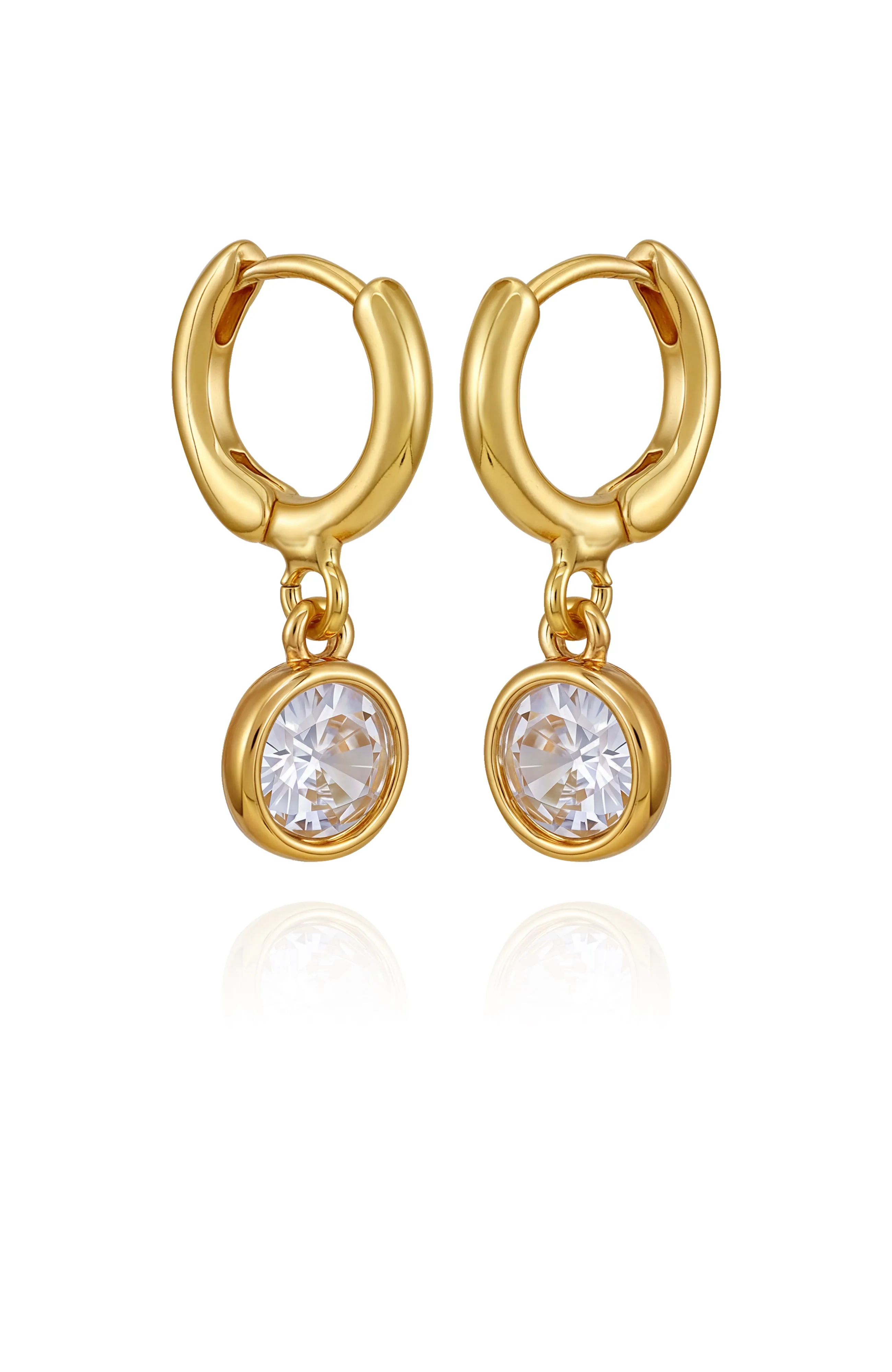 Gold Tone Cubic Zirconia Drop Huggie Hoop Earrings sold by Vince Camuto product image thumbnail 2
