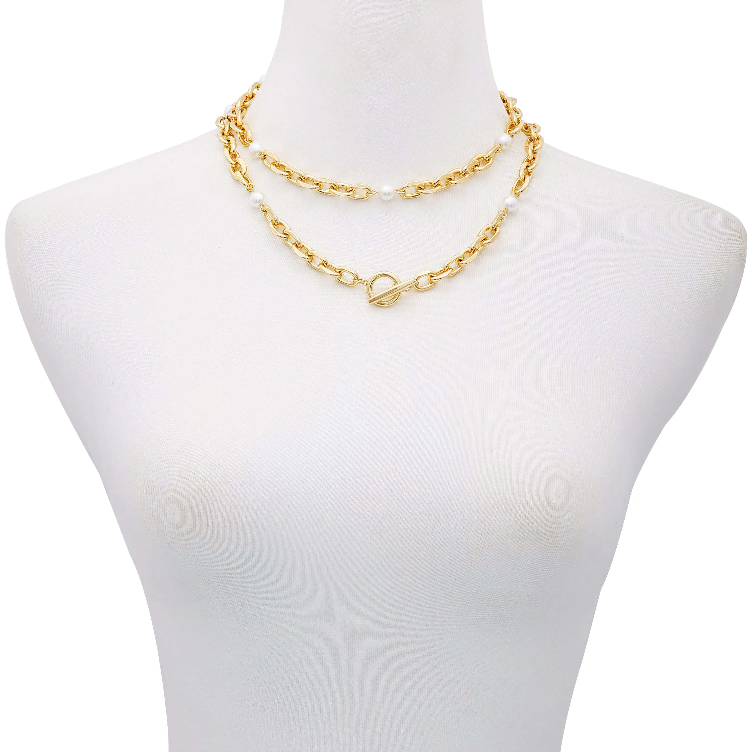 Goldtone Pearl Layered Toggle Necklace sold by Vince Camuto product image thumbnail 3