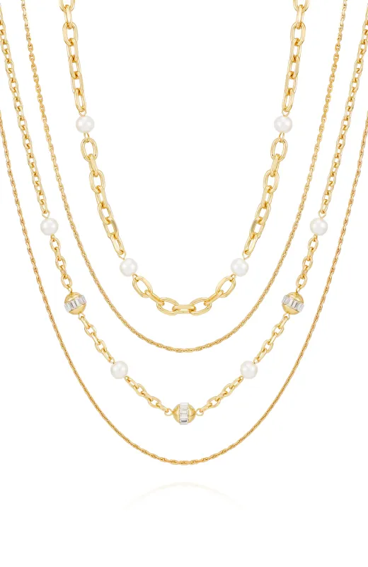 Layered Goldtone Chain Pearl Necklace sold by Vince Camuto