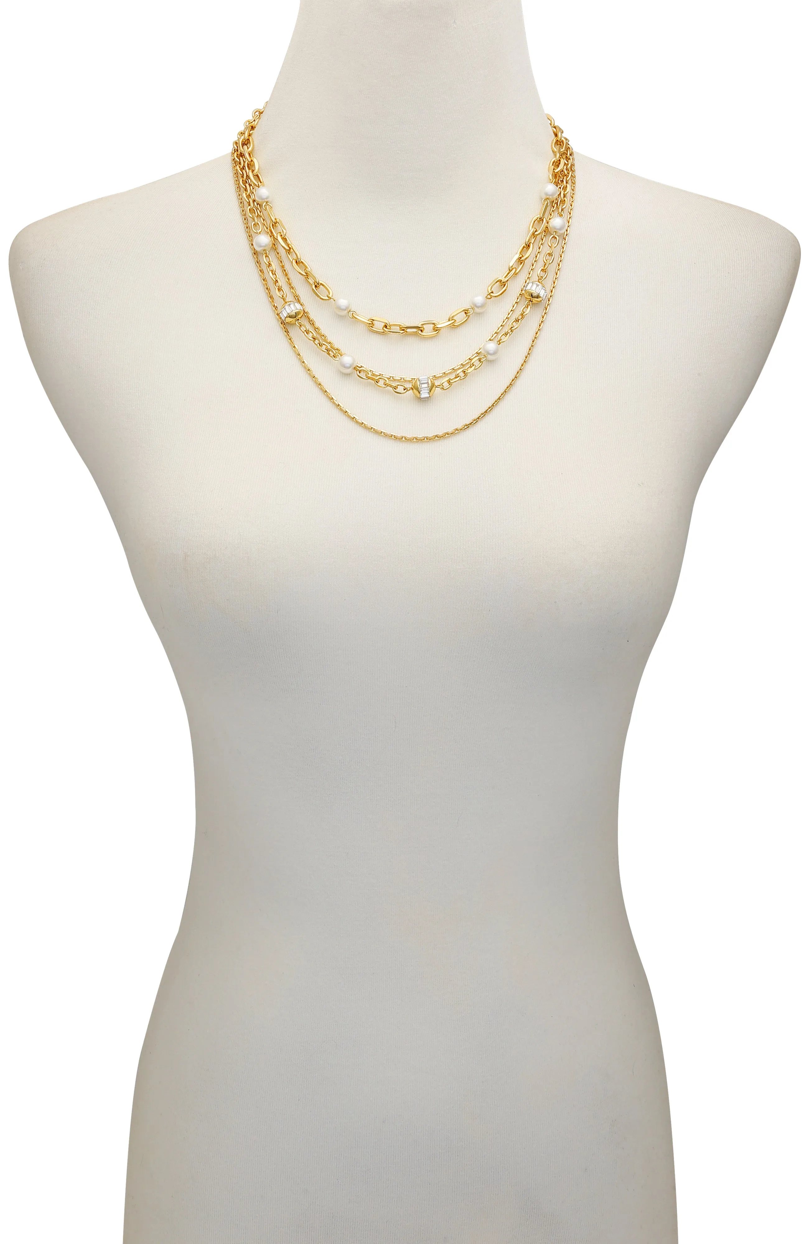 Layered Goldtone Chain Pearl Necklace sold by Vince Camuto product image thumbnail 3
