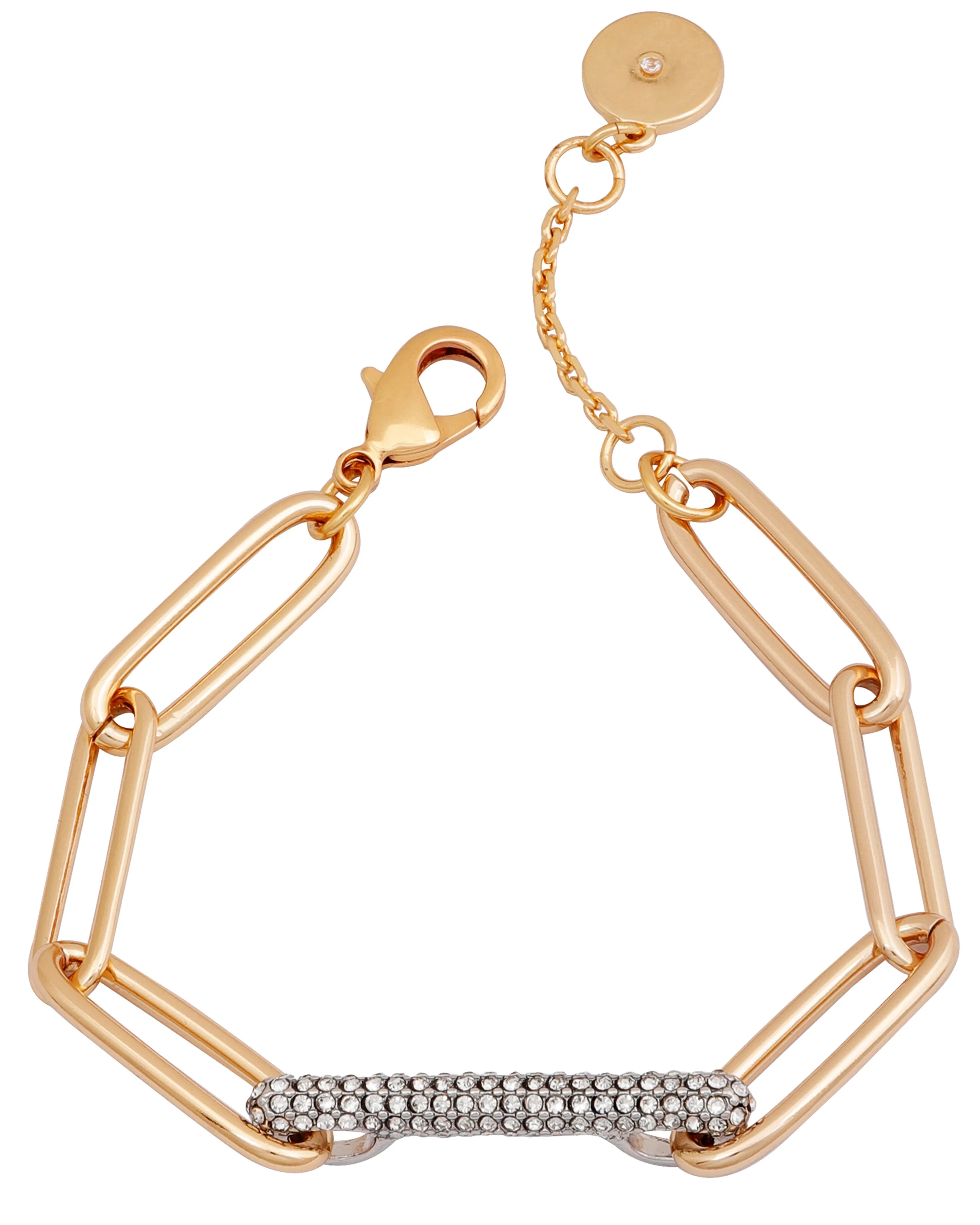 Gold Tone Paperclip Link Chain Bracelet With Crystal Stone Pave Bar sold by Vince Camuto product image thumbnail 2