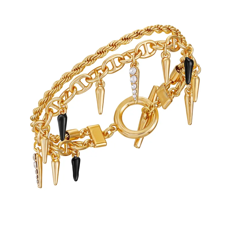 Crystal And Gold Tone Multi Strand Bracelet made by Vince Camuto