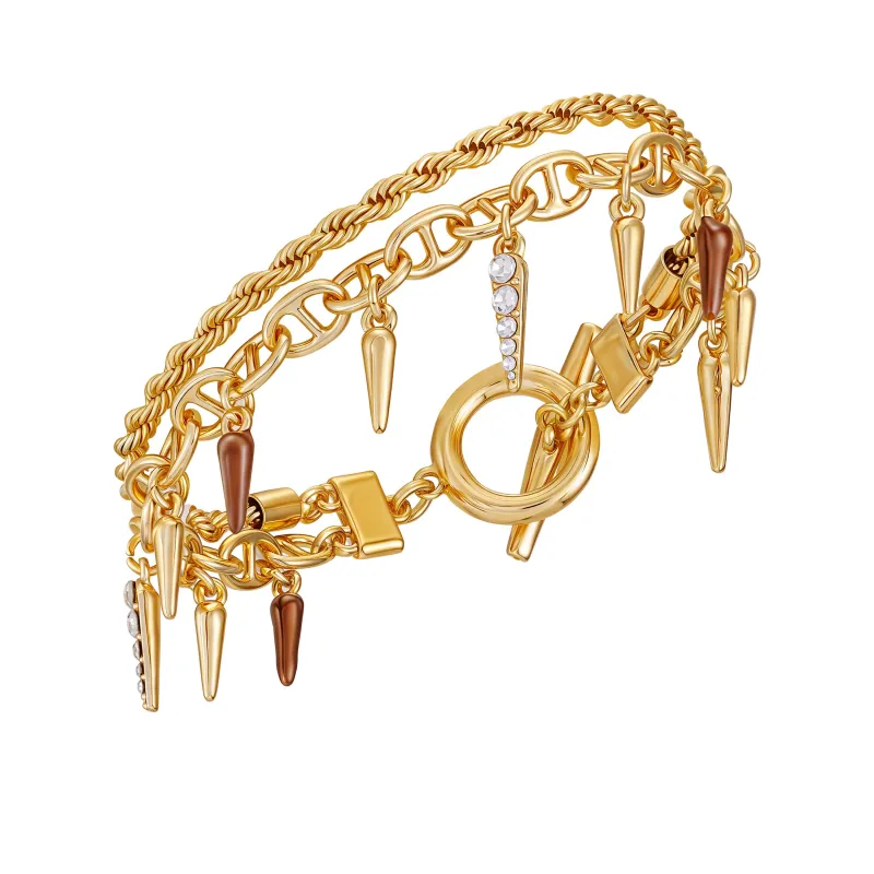 Crystal And Gold Tone Multi Strand Bracelet made by Vince Camuto