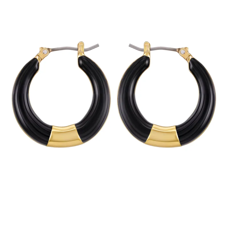 Gold Tone Enamel Hoop Earrings made by Vince Camuto