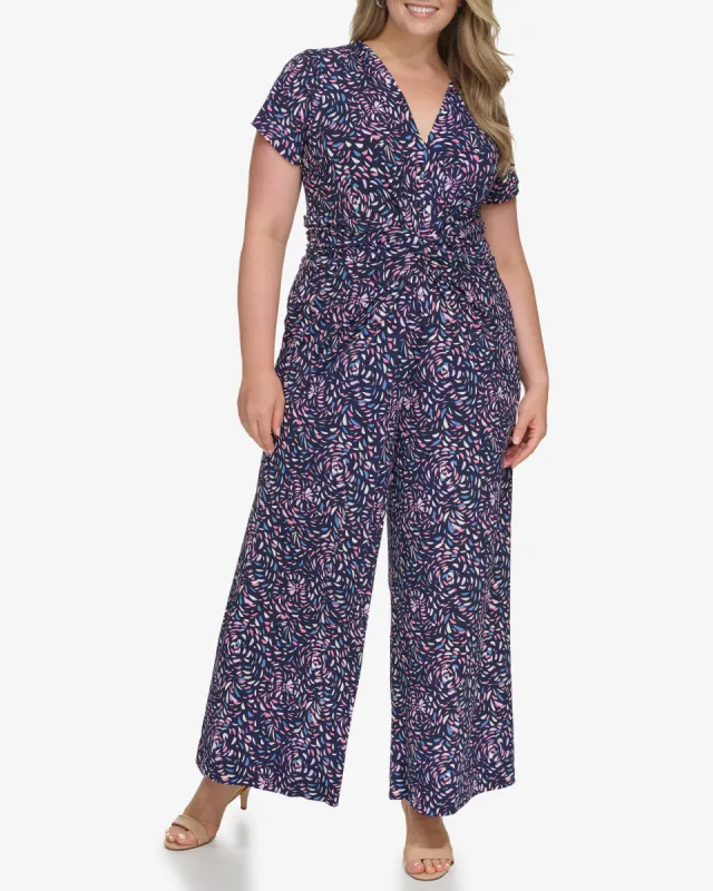 Plus-Size Printed Twist-Detail Jumpsuit sold by Vince Camuto