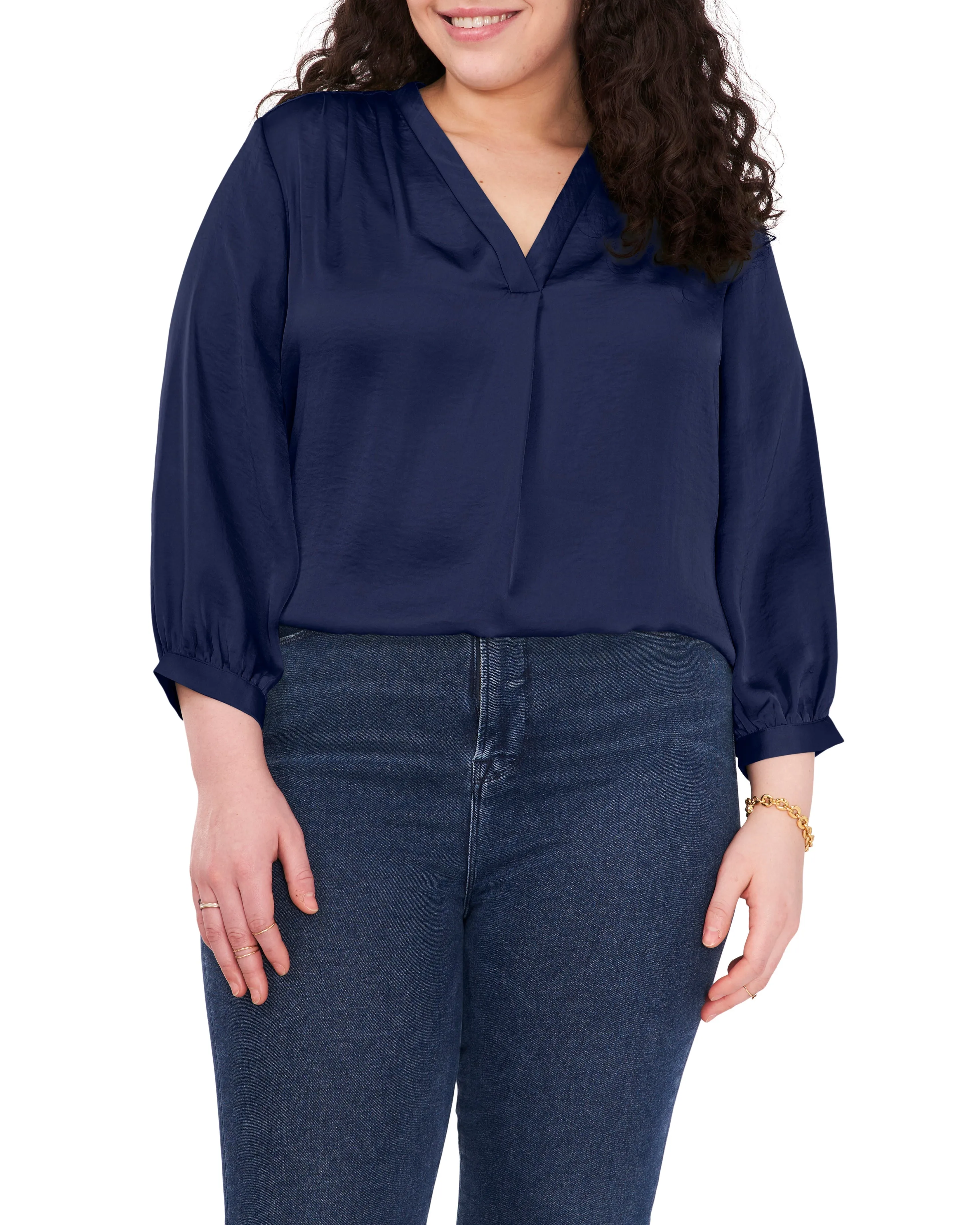 Plus-Size V-Neck Inverted-Pleat Top sold by Vince Camuto