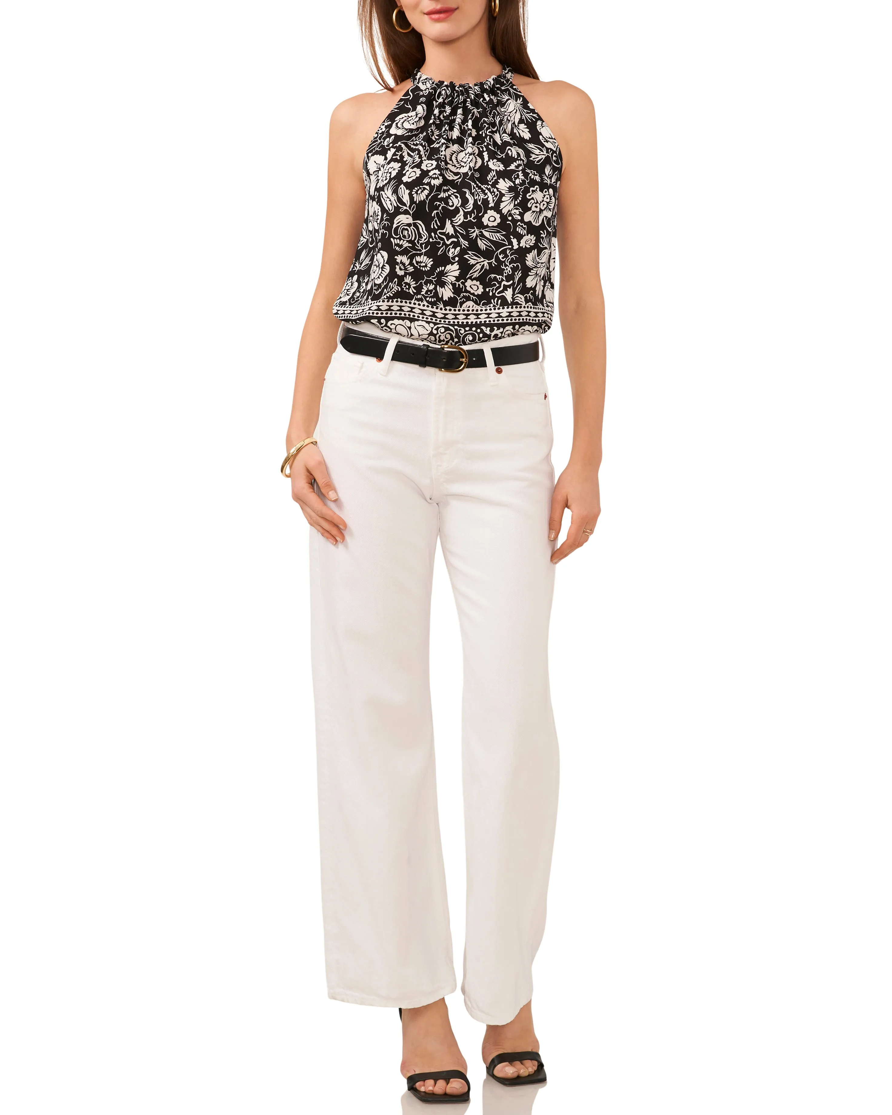 Printed Ruched Neck Halter Top sold by Vince Camuto product image thumbnail 3