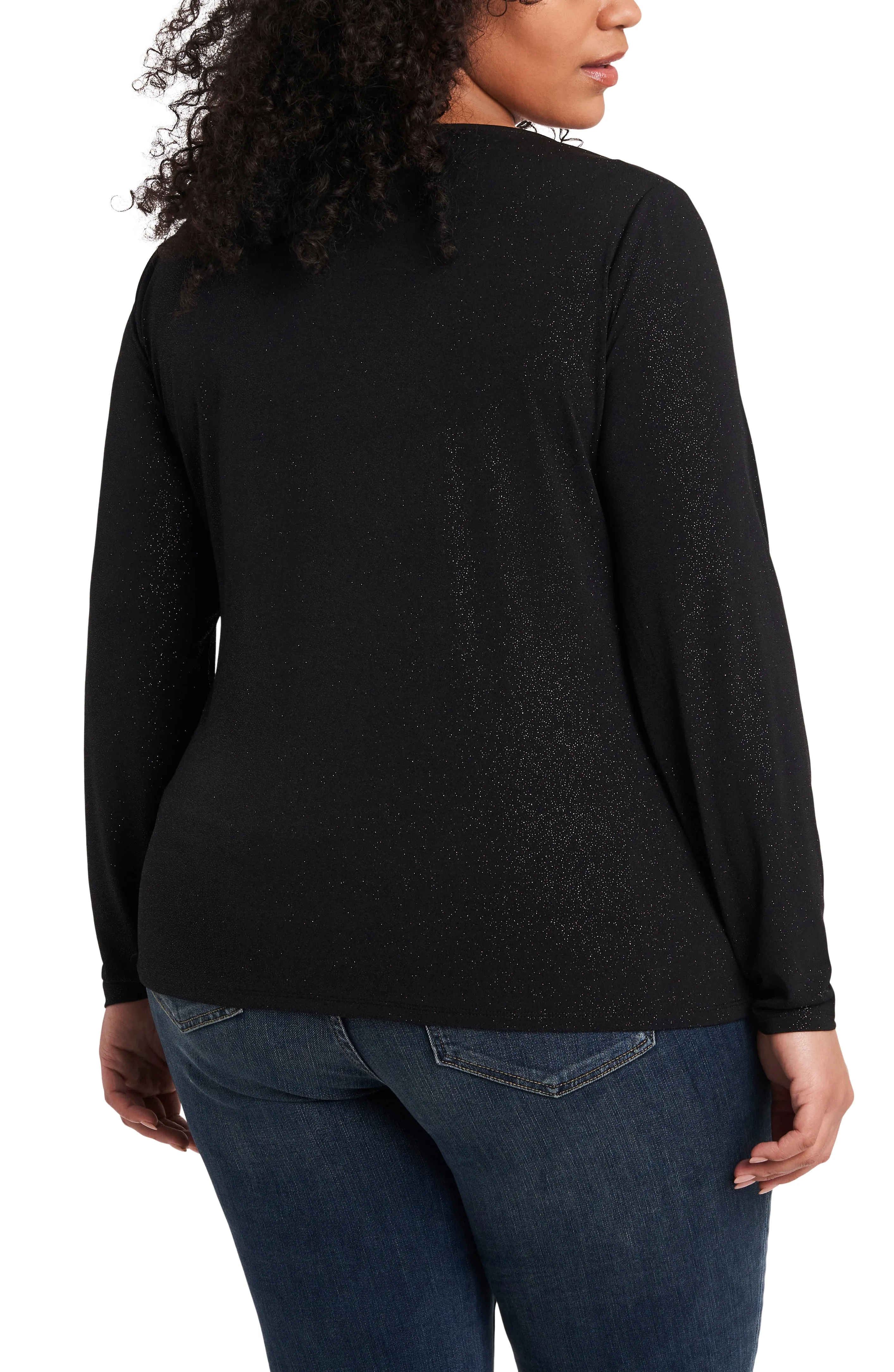 Plus-Size Long Sleeve Sparkle Jersey Asymmetric Cutout Top sold by Vince Camuto product image thumbnail 2