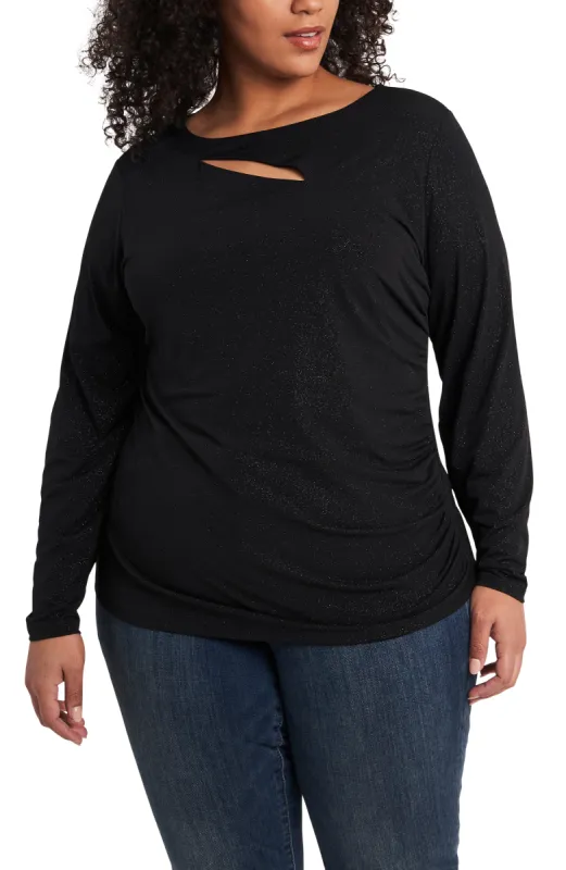 Plus-Size Long Sleeve Sparkle Jersey Asymmetric Cutout Top sold by Vince Camuto