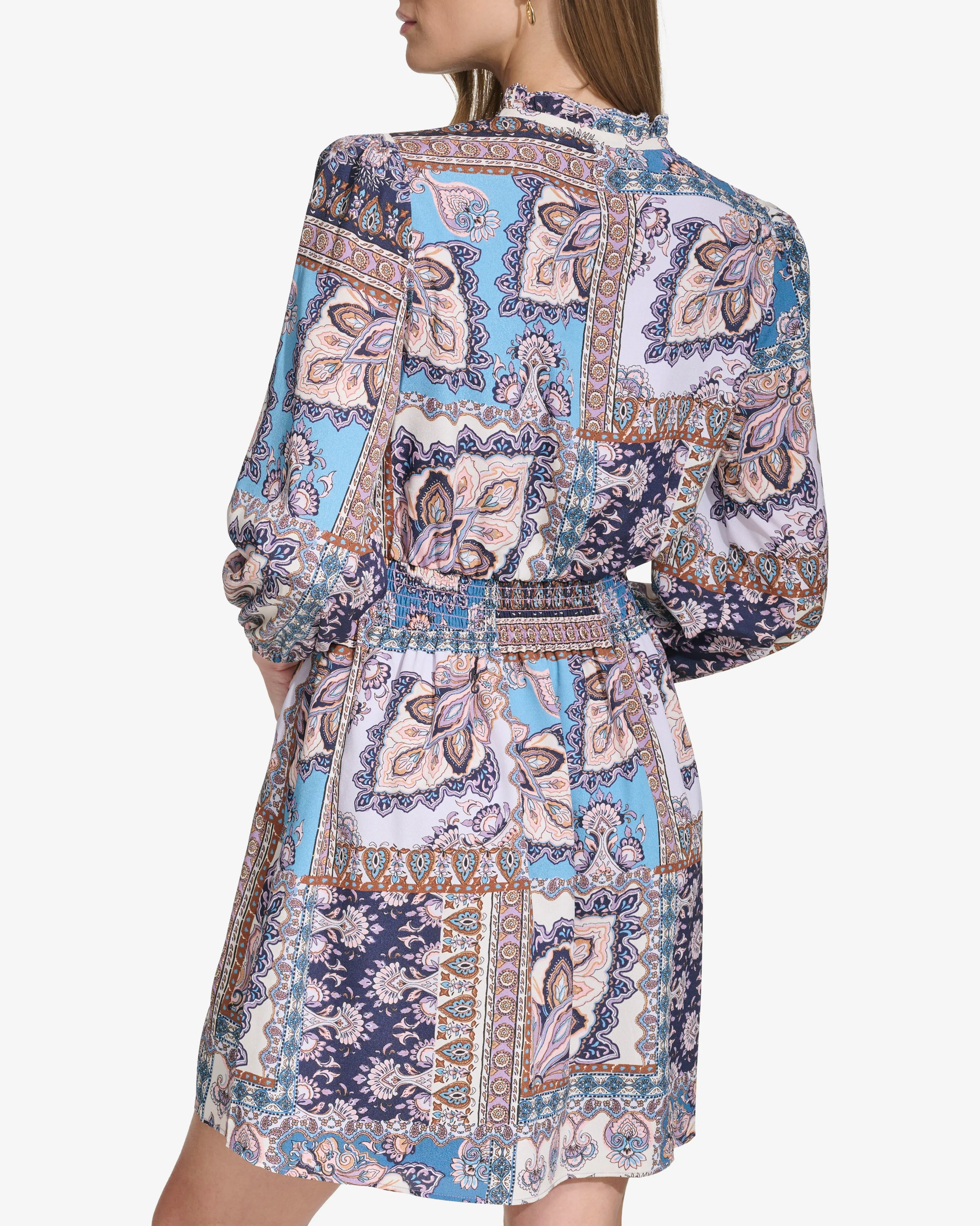 Geo Floral-Print Smocked Dress sold by Vince Camuto product image thumbnail 2