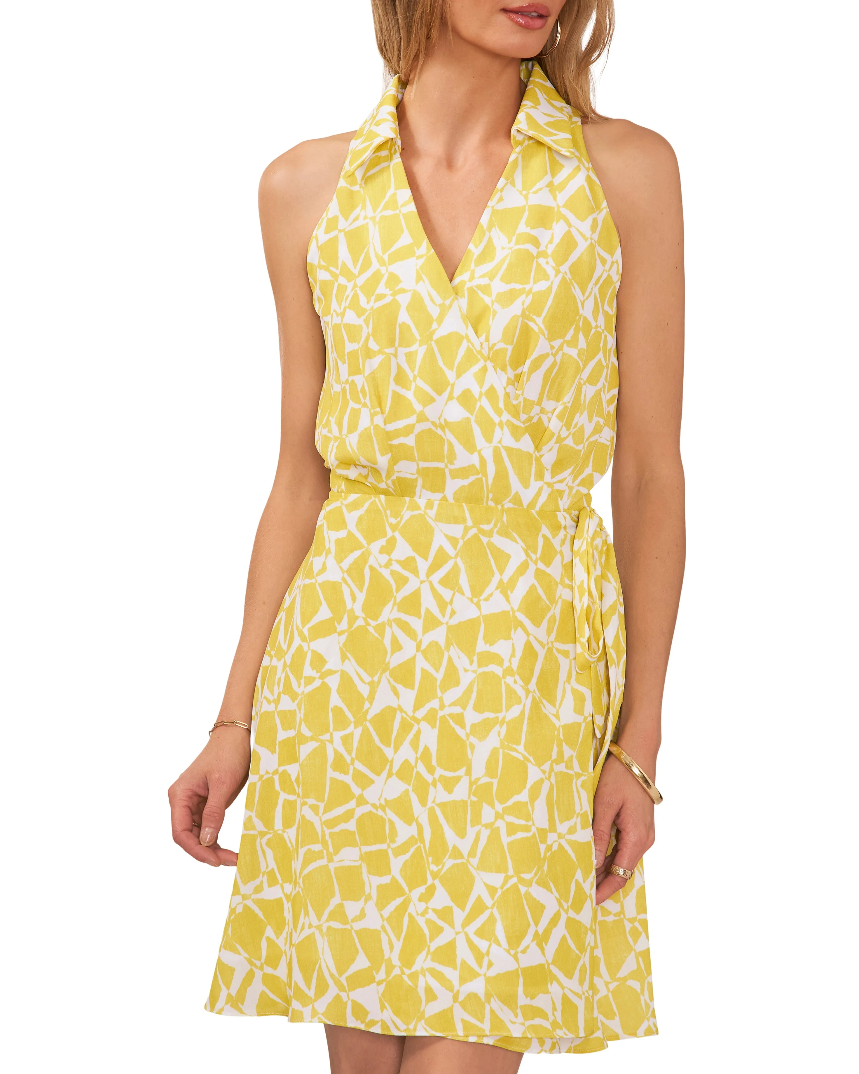 Geo Print Collared Sleeveless Dress sold by Vince Camuto