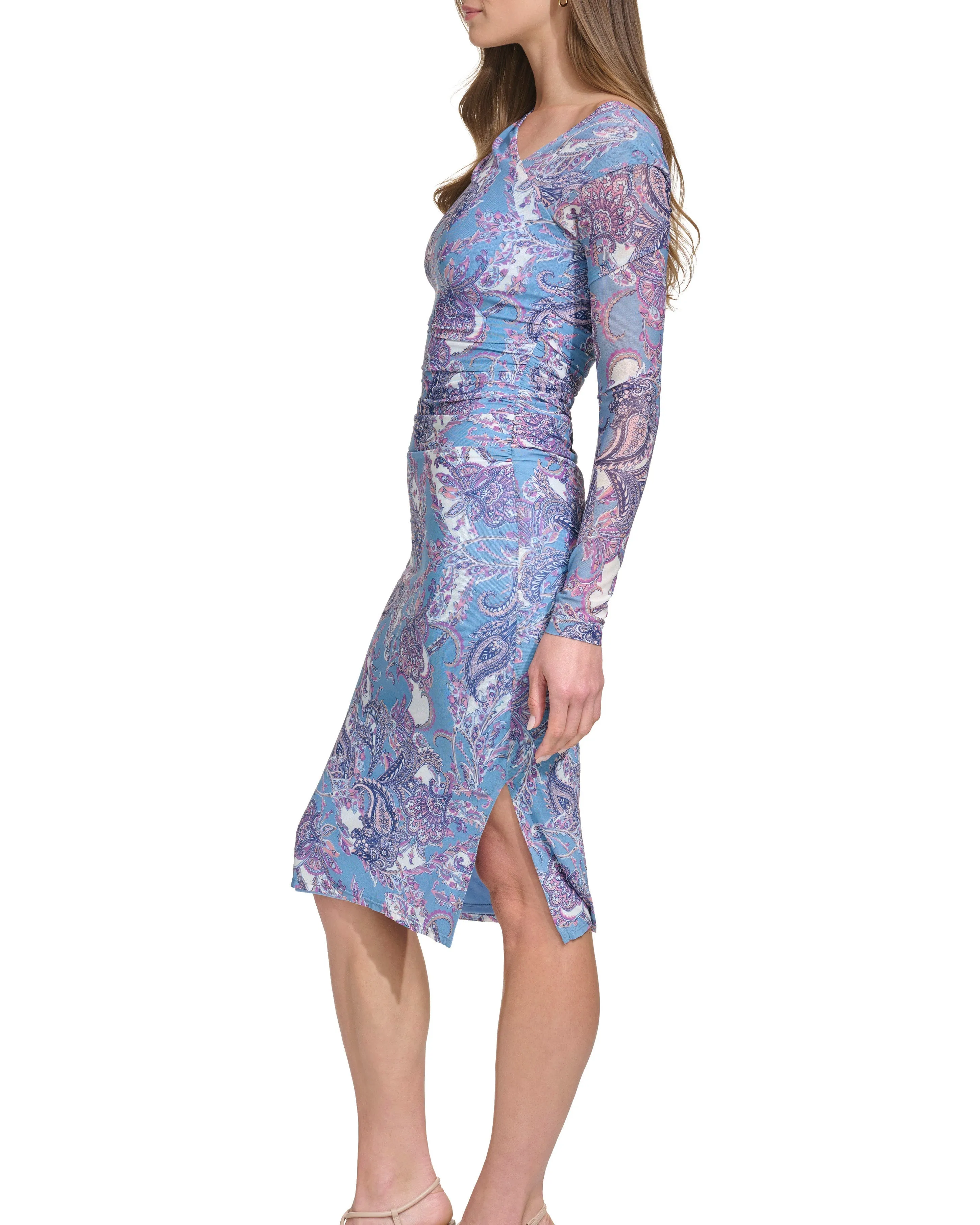 Floral And Paisley Print Ruched Dress sold by Vince Camuto product image thumbnail 4